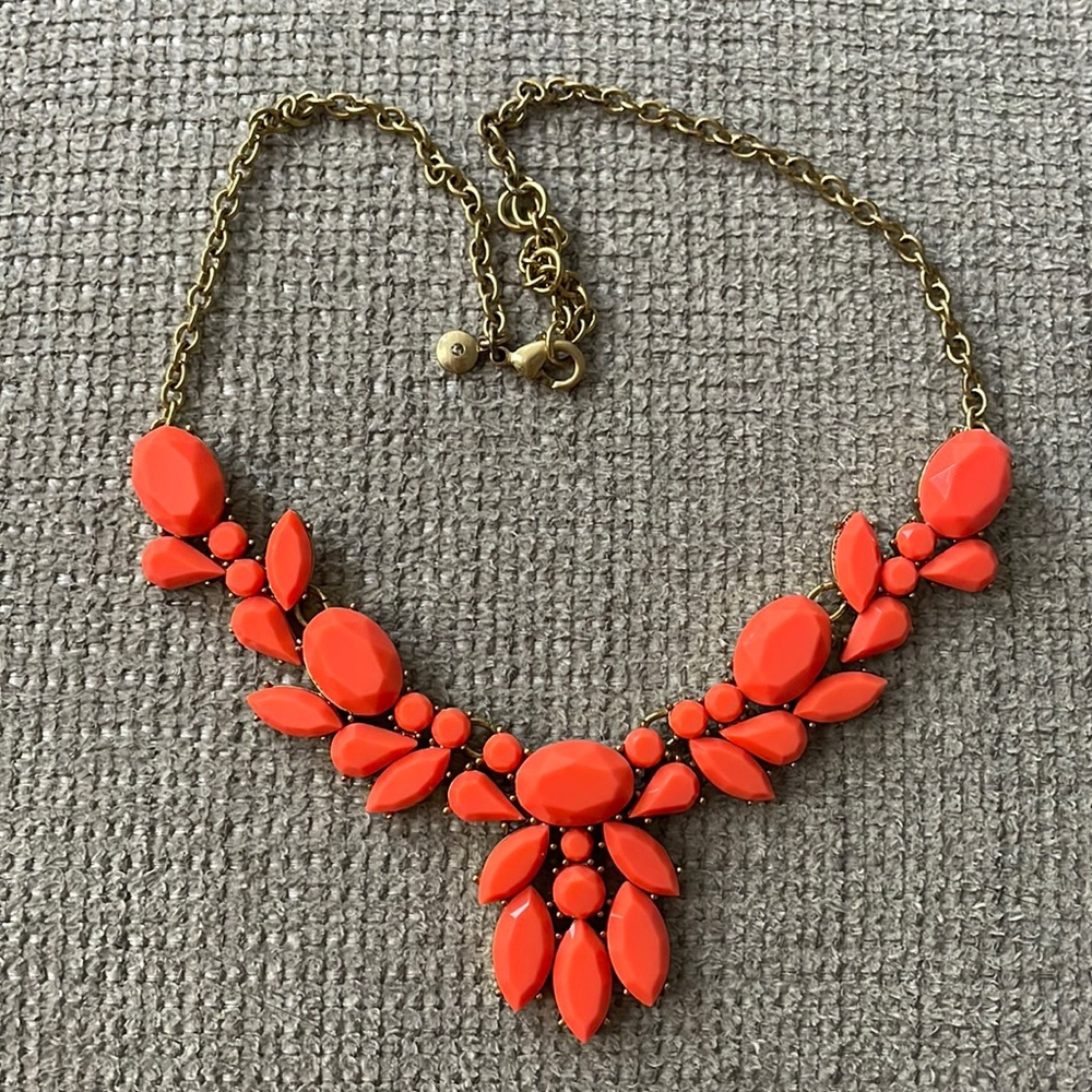JCrew Bright Coral Statement Necklace